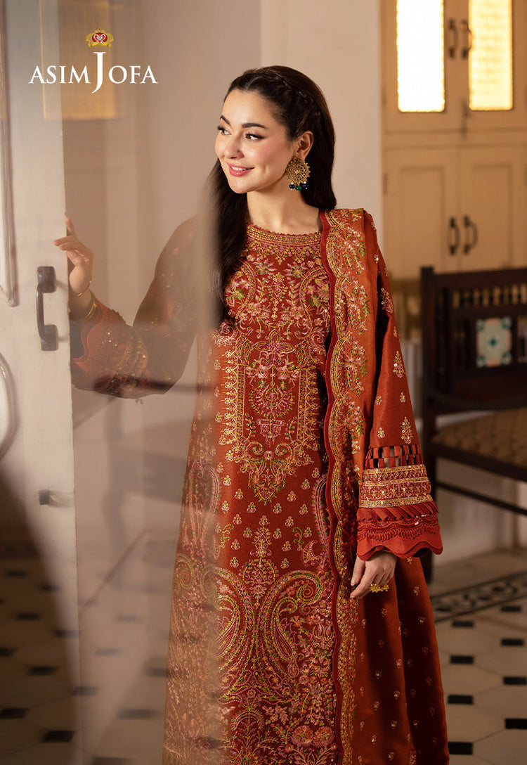 ASIM JOFA LUXURY WINTER EMBROIDERED 3 PC SUIT WITH EMBROIDERED SHAWL