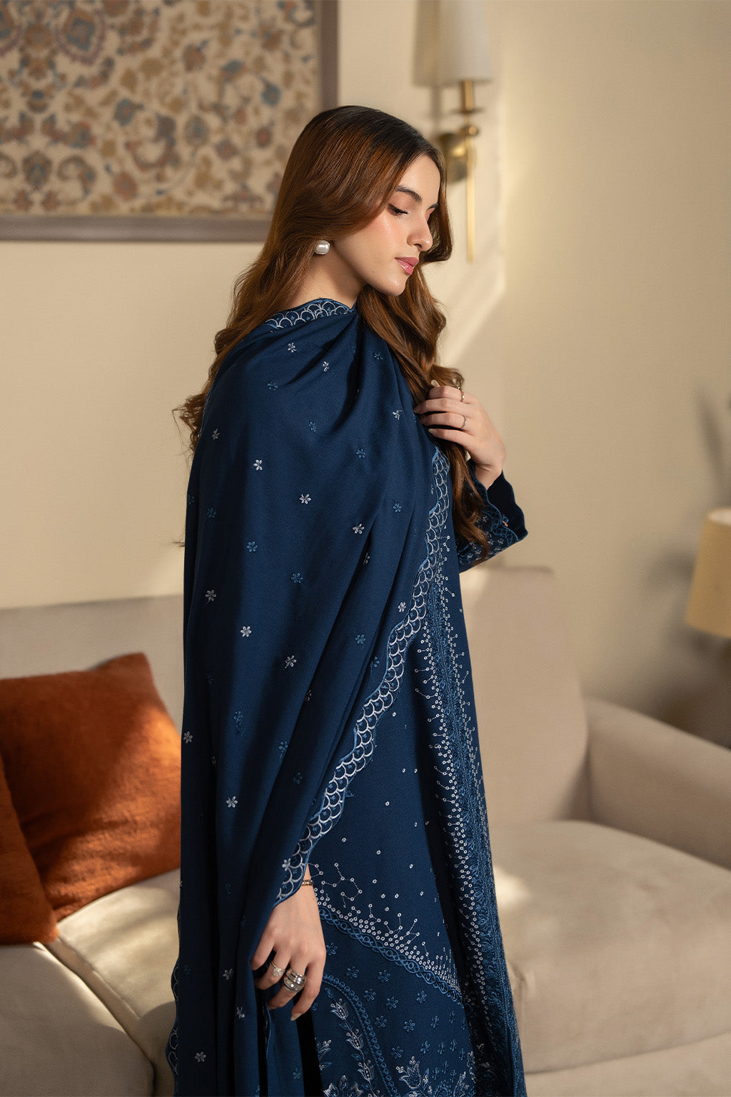SAPPHIRE LAWN 3PC EMBROIDERED WITH EMBROIDERED DUPPTA