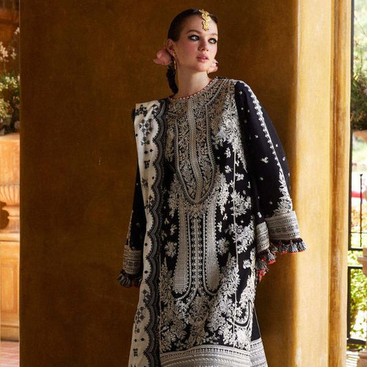 HUSSAIN REHAR LAWN HEAVEY EMBROIDERED 3 PC WITH EMBROIDERED BACK