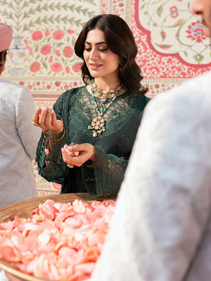 MAHNUR LAWN LUXURY EMBROIDERED 3 PC WITH EMBROIDERED DUPATTA