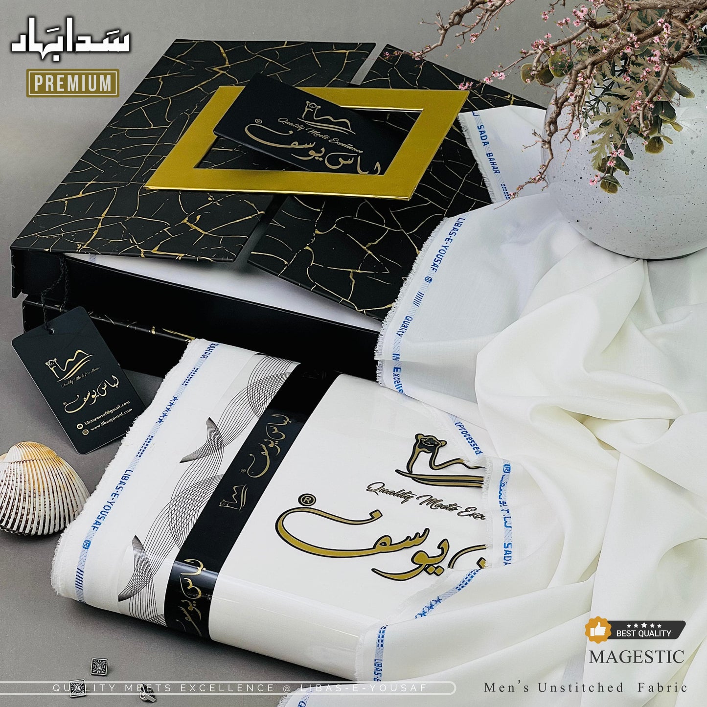 LIBAS E YOUSUF MEN'S SUMMER LUXURY WASH AND WEAR (MAJESTIC WHITE)