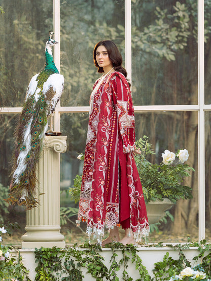 BIN ILYAS LUXURY LAWN EMBROIDERED 3 PC WITH EMBROIDERED DUPATTA