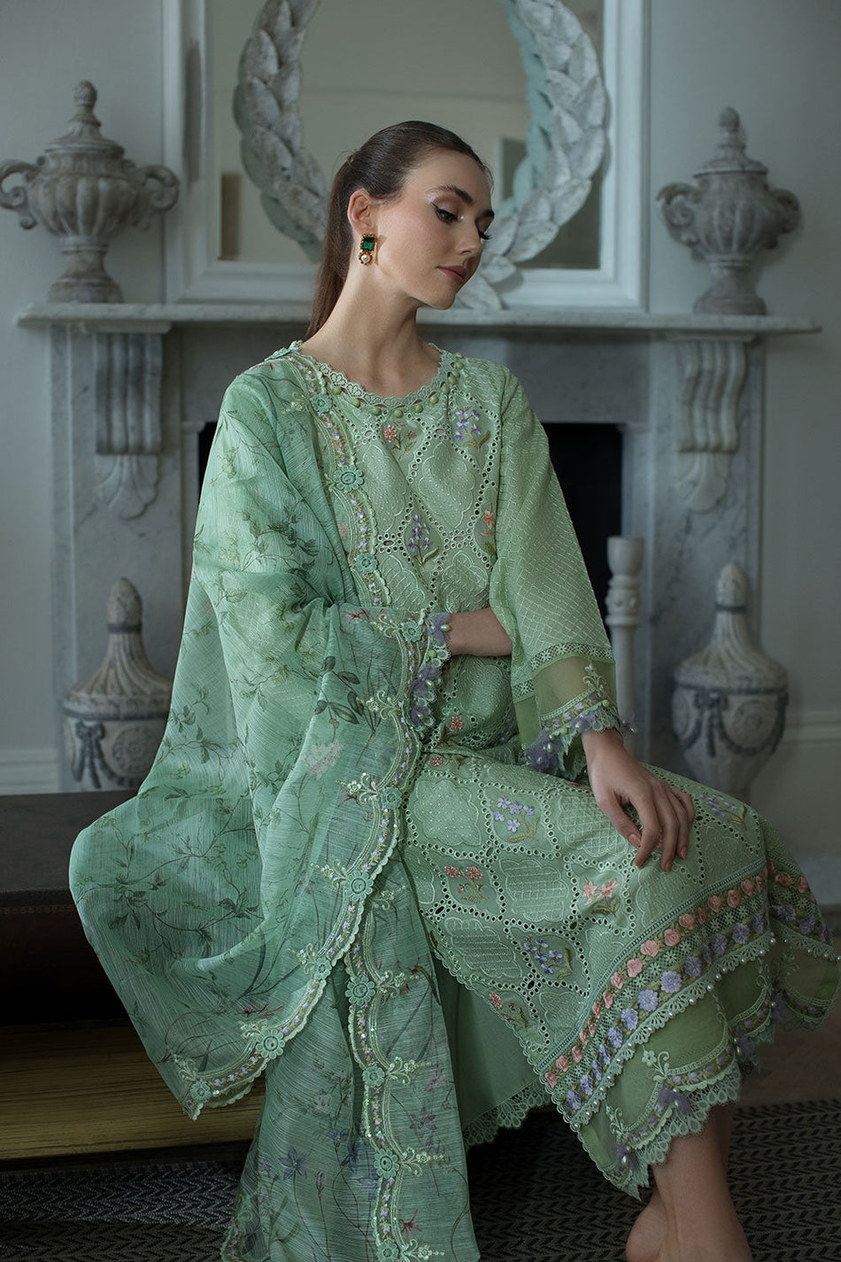 SOBIA NAZIR 3PC LAWN EMBROIDERED WITH CHIFFON  EMB DUPATTA