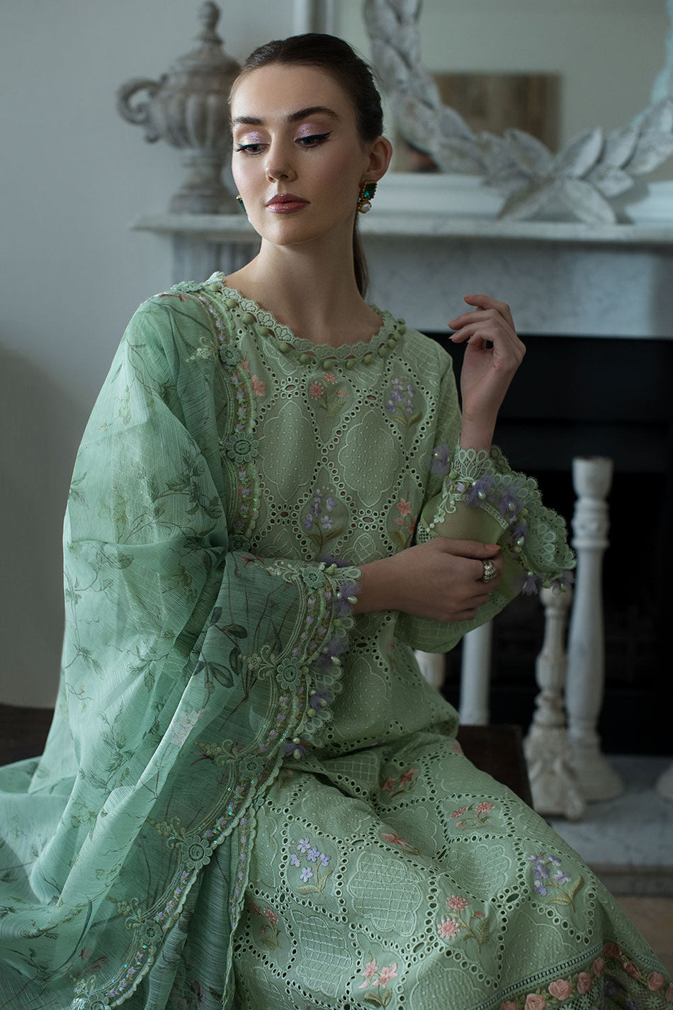SOBIA NAZIR 3PC LAWN EMBROIDERED WITH CHIFFON  EMB DUPATTA