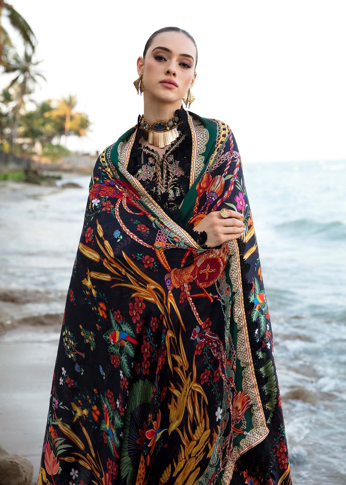 KANWAL MALIK DESIGNER LAWN 3 PC SUIT WITH EMBROIDERED DUPPATA