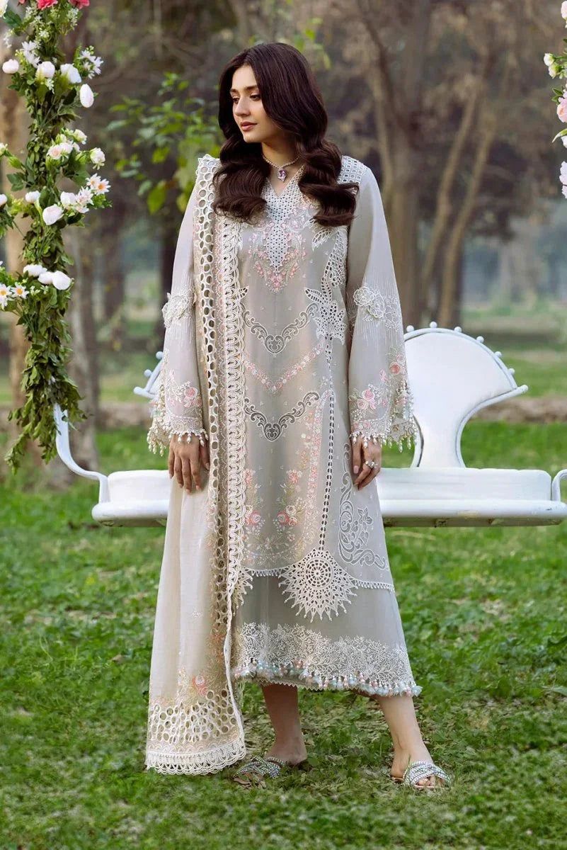 BIN ILYAS LUXURY LAWN EMBROIDERED 3 PC WITH EMBROIDERED DUAPPTA