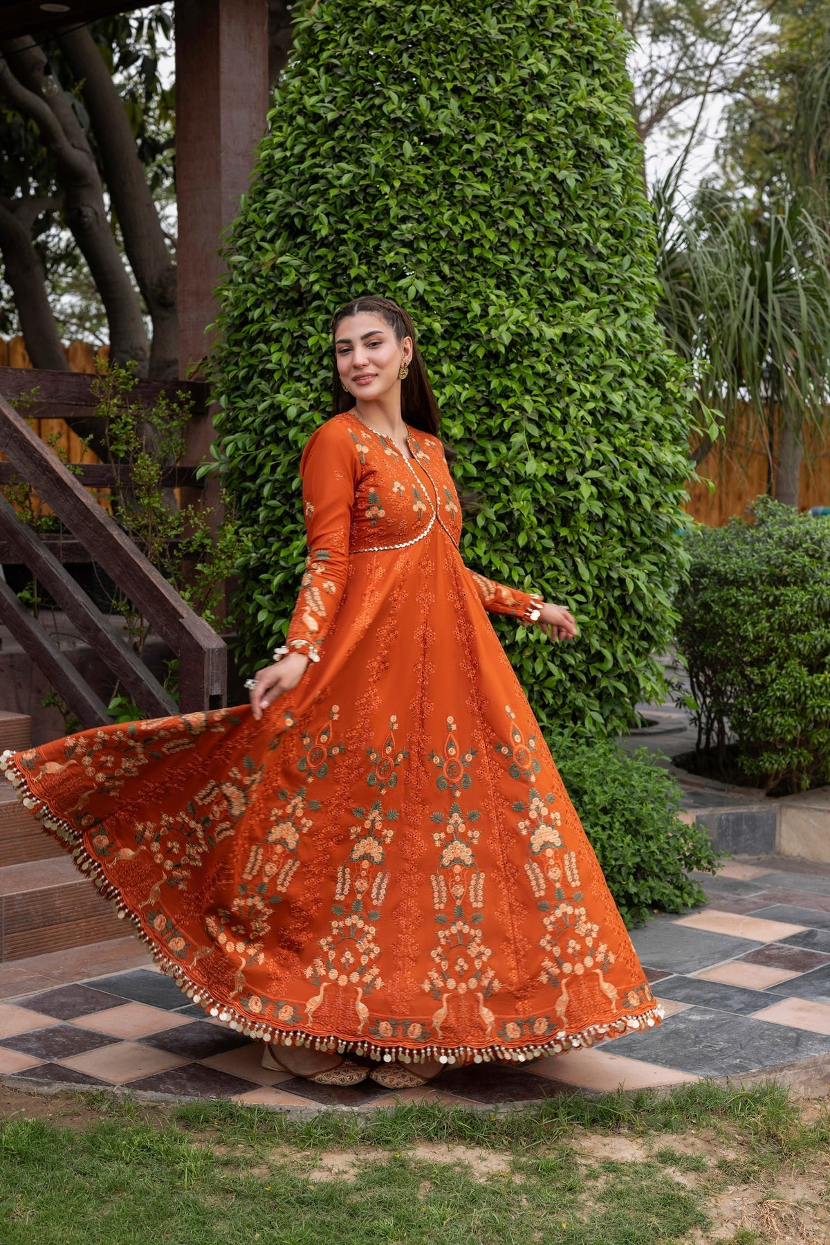 ANEELA'S LAWN HEAVEY EMBROIDERED 3 PC FROCK WITH EMBROIDERED DUPATTA