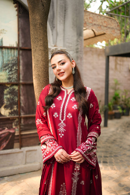 ANEELAS WINTER EMBROIDERED 3 PC KAFTAN STYLE WITH EMBROIDERED SHAWL