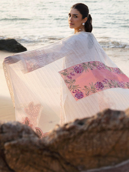MAHNUR LAWN CHIKAN HEAVY EMBROIDERED 3 PC WITH EMBROIDERED DUPATTA