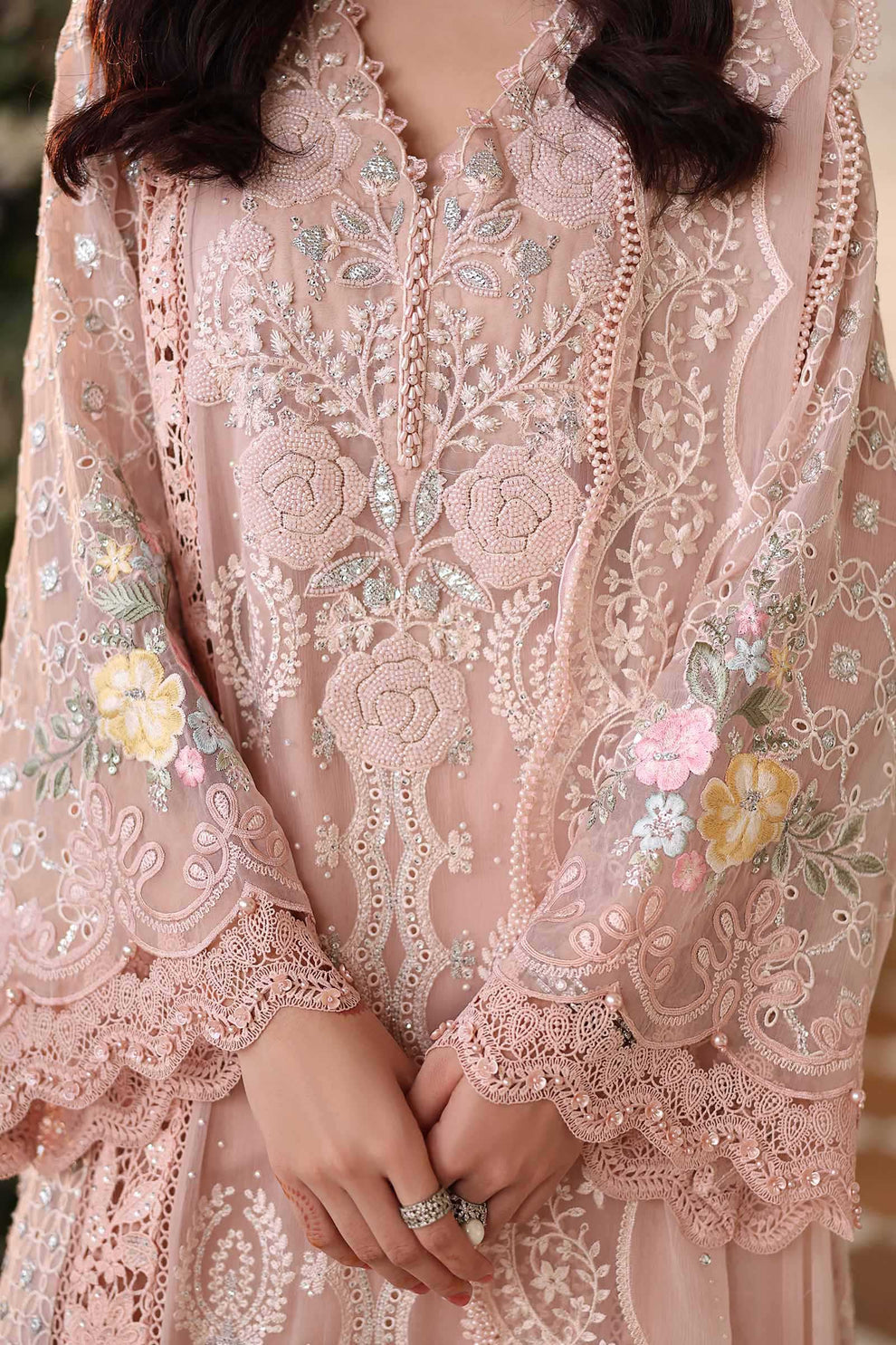 MARIA B LUXURY CHIFFON EMBROIDERED 3 PC SUIT WITH EMBROIDERED DUPPATA