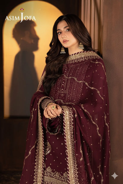 ASIM JOFA PREMIUM CHIFFON EMBROIDERED 3 PC SUIT WITH EMBROIDERED DUPPATA
