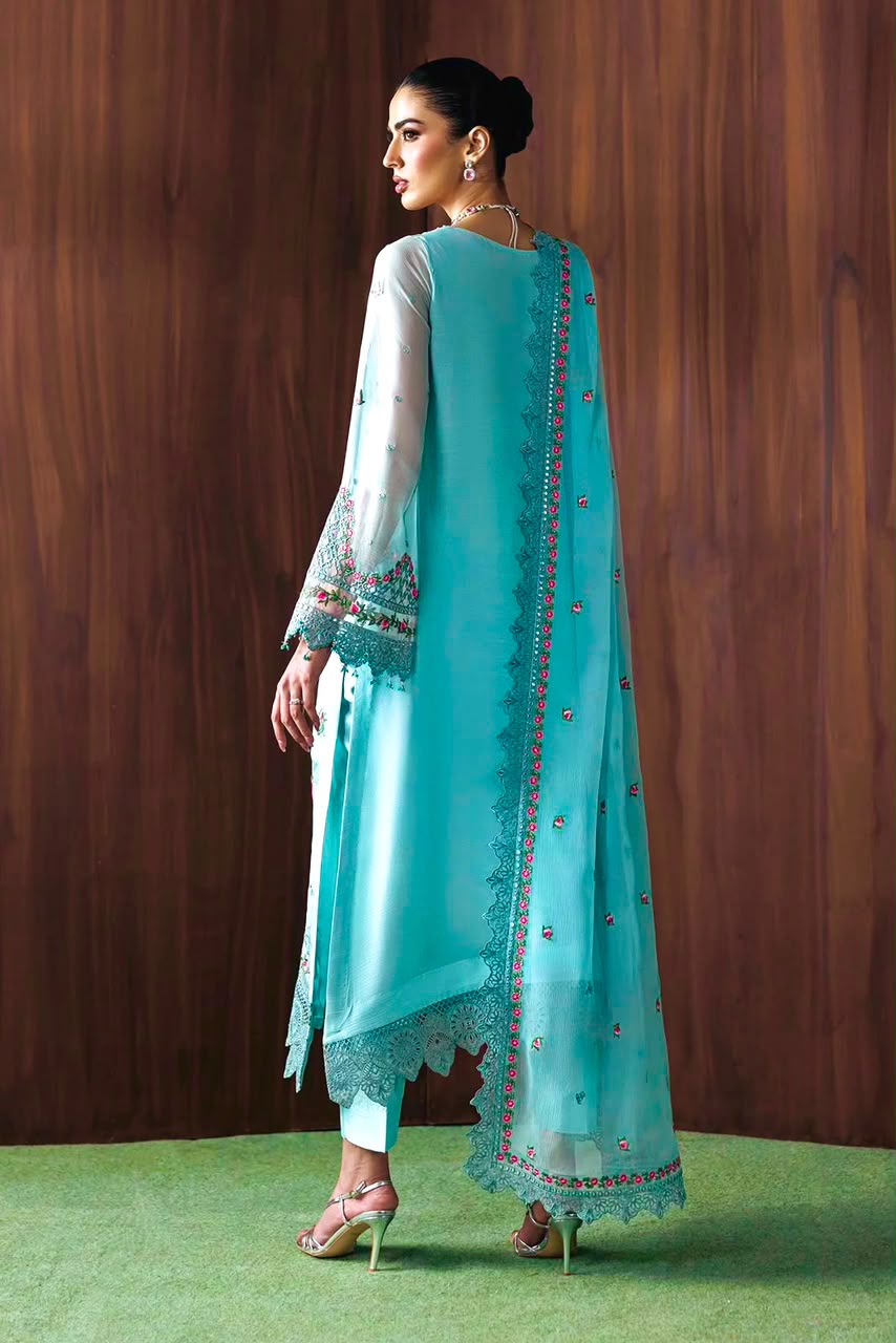 BAROQUE CHIFFON EMBROIDERED 3 PC WITH READY EMBROIDERED DUPPATA