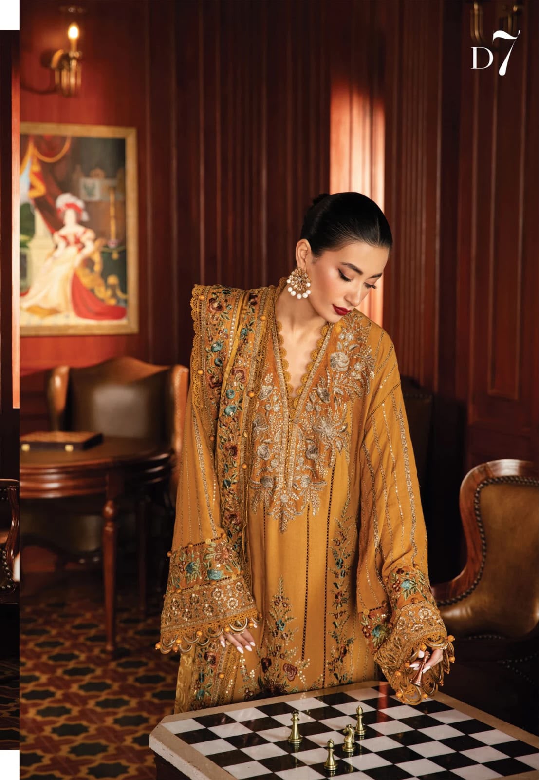 MARIA B LUXURY WINTER EMBROIDERED 3 PC SUIT WITH EMBROIDERED SHAWL