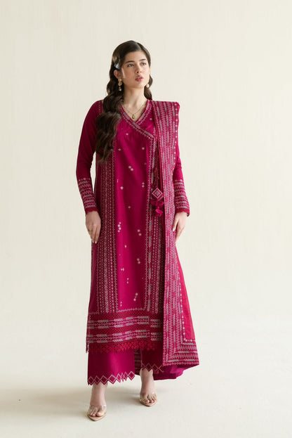 ZAIB 3PC LAWN EMBROIDERED SHIRT WITH EMBROIDERED DUPATTA AND TROUSER