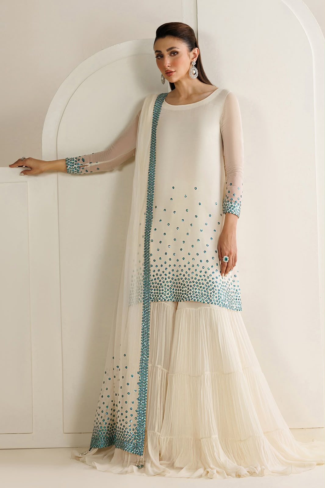 JAZMIN CHIFFON EMBROIDERED 3 PC SUIT WITH READY EMBROIDERED DUPPATA