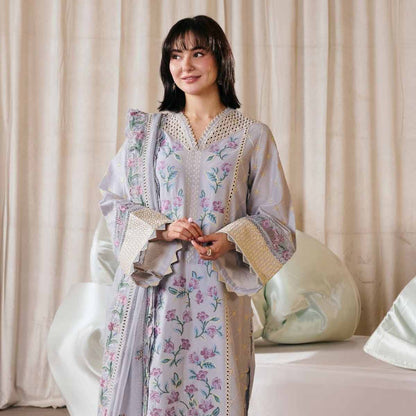 MARYAM HUSSAIN LUXURY LAWN EMBROIDERED 3 PC WITH EMBROIDERED DUPPATA