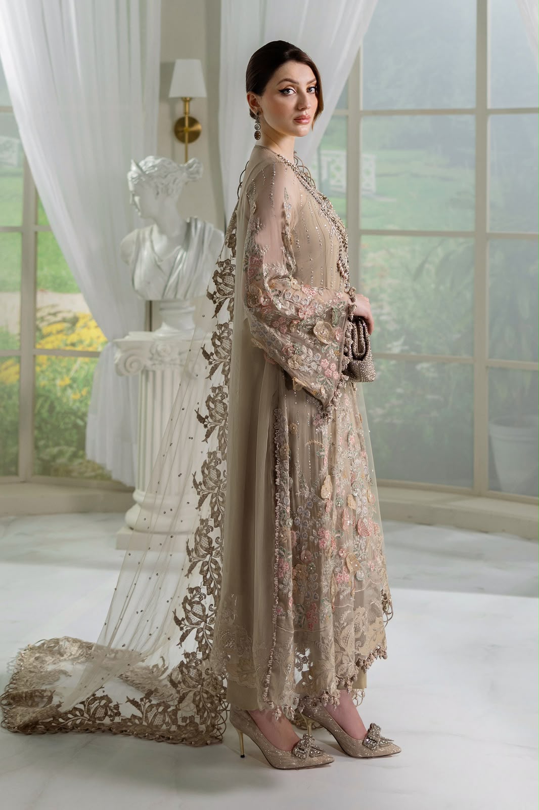 MARIA B LUXURY EMBROIDERED CHIFFON 3 PC SUIT WITH READY EMBROIDERED DUPPATA
