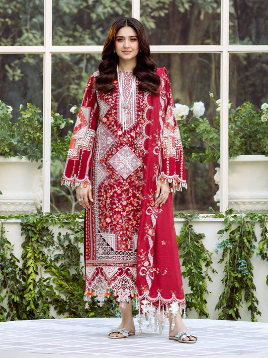BIN ILYAS LUXURY LAWN EMBROIDERED 3 PC WITH EMBROIDERED DUPATTA