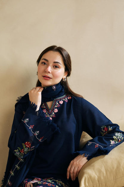 ZARA SHAH JHAN PREMIUM WINTER EMBROIDERED 3 PC SUIT WITH EMBROIDERED SHAWL