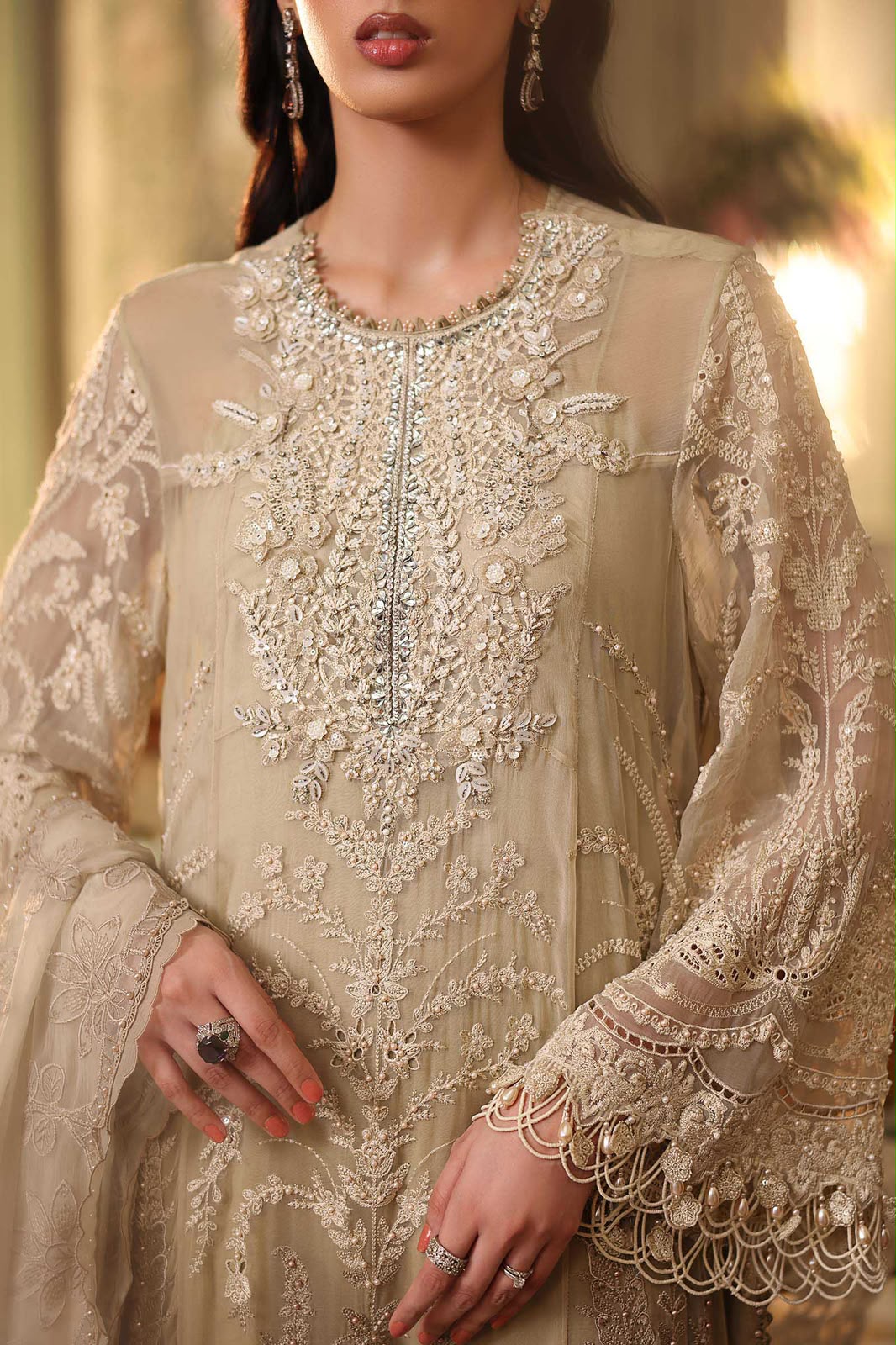 MARIA B CHIFFON EMBROIDERED 3 PC WITH EMBROIDERED DUPPTA