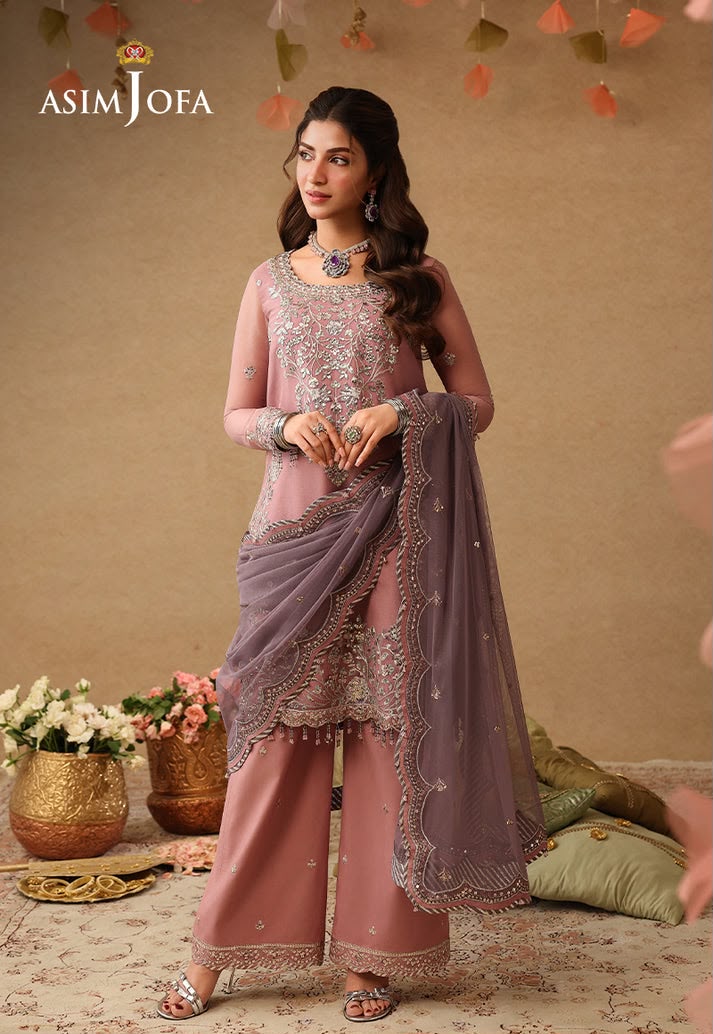 ASIM JOFA CHIFFON EMBROIDERED 3 PC WITH EMBROIDERED READY DUPPATA