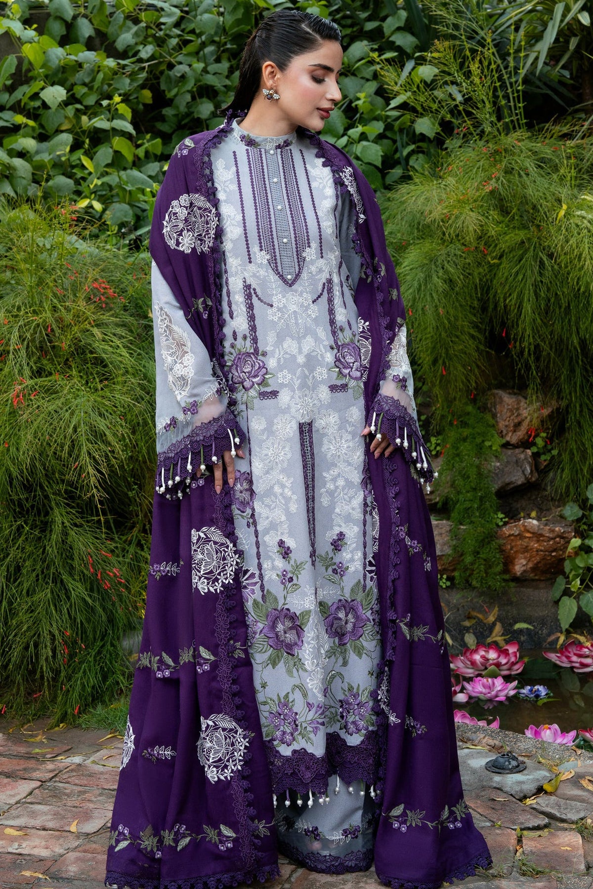 ANEELAS WINTER EMBROIDERED 3 PC SUIT WITH EMBROIDERED SHAWL