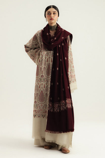 ZARA SHAH JHAN PREMIUM WINTER EMBROIDERED 3 PC SUIT WITH EMBROIDERED SHAWL