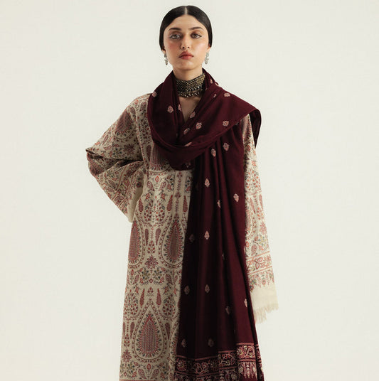 ZARA SHAH JHAN PREMIUM WINTER EMBROIDERED 3 PC SUIT WITH EMBROIDERED SHAWL
