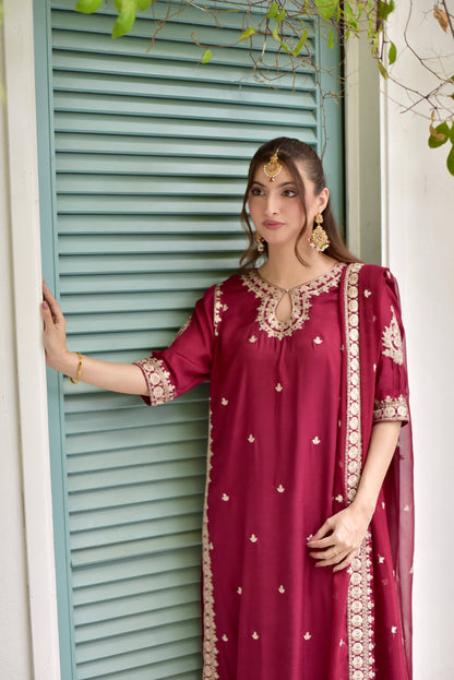 ASIM JOFA PREMIUM CHIFFON EMBROIDERED 3 PC SUIT WITH READY EMBROIDERED DUPPATA