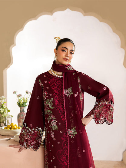MAHNUR LUXURY WINTER EMBROIDERED 3 PC SUIT WITH EMBROIDERED SHAWL