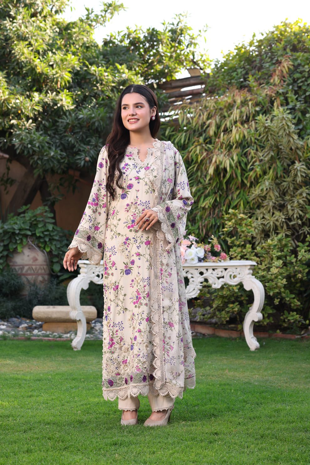 ANEELAS EMBROIDERED 3 PC WITH EMBROIDERED DUAPPTA