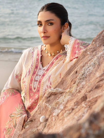 MAHNUR LAWN CHIKAN HEAVY EMBROIDERED 3 PC WITH EMBROIDERED DUPATTA