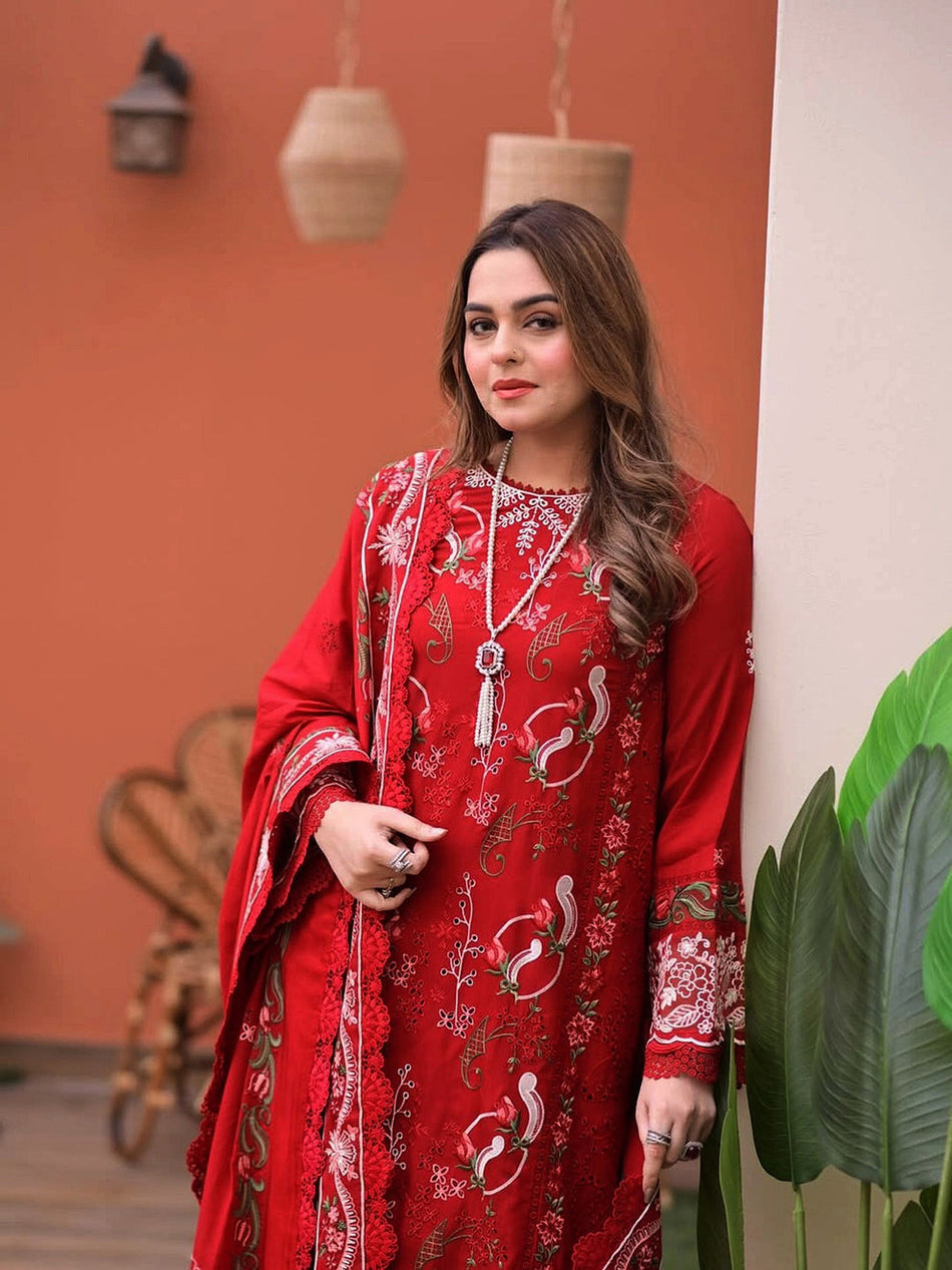 ANEELAS LAWN EMBROIDERED 3 PC WITH LAWN EMBROIDERED DUPATTA