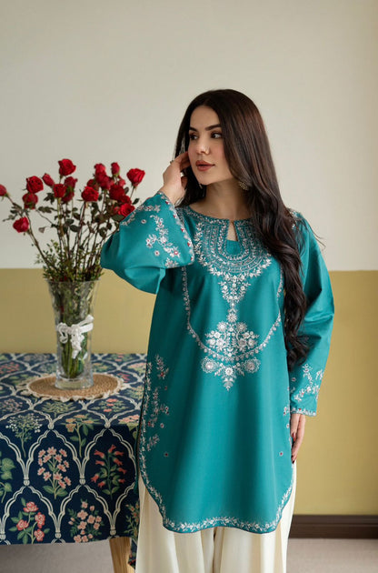 URGE LAWN 2 PC EMBROIDERD SHIRT WITH EMBROIDERED TROUSER