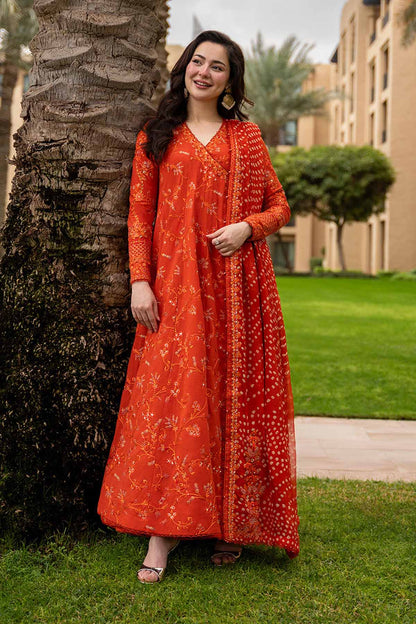 FAIZA SAQLAIN LAWN EMBROIDERED FROCK WITH EMBROIDERED DUPPATA
