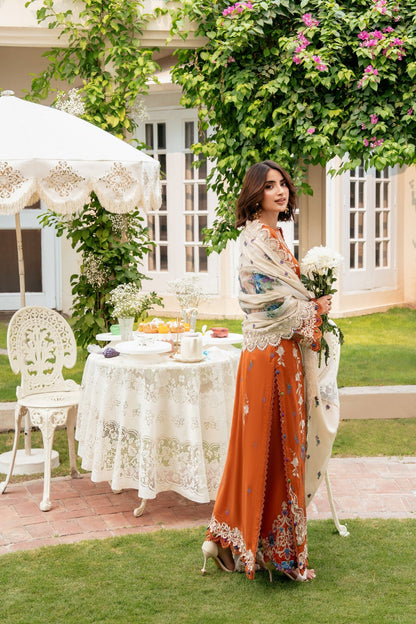 ANEELAS KARANDI EMBROIDERED 3 PC SUIT WITH EMBR SHAWL