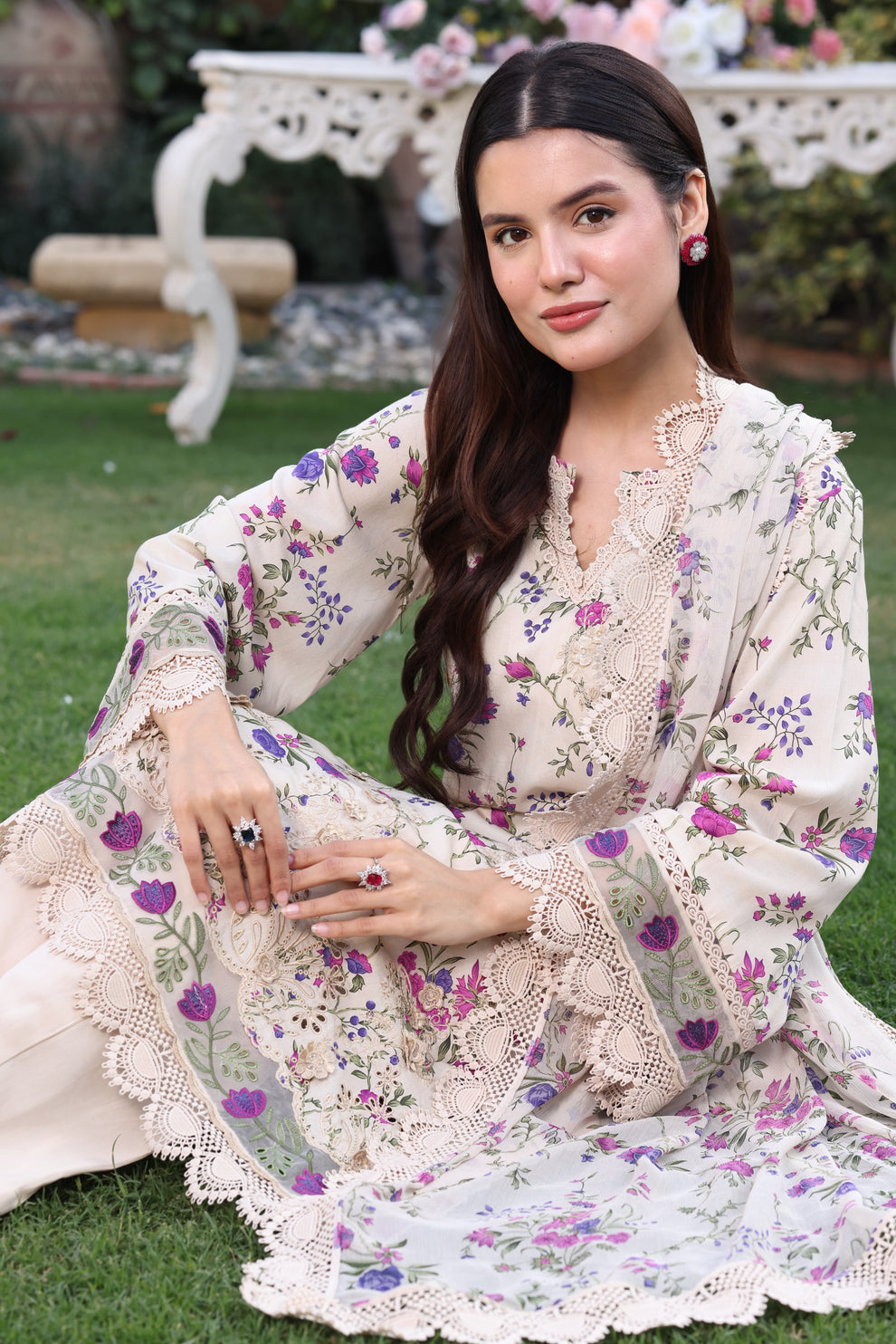 ANEELAS EMBROIDERED 3 PC WITH EMBROIDERED DUAPPTA