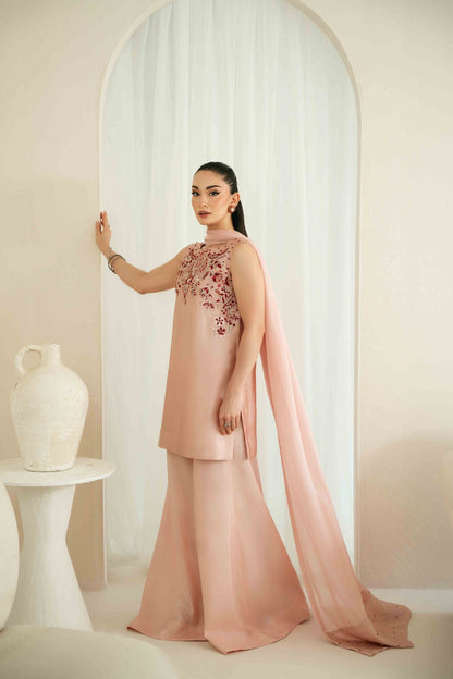 KAIDA RAW SILK 3 PC EMBROIDERED SUIT WITH SOFT SILK DUPPTA