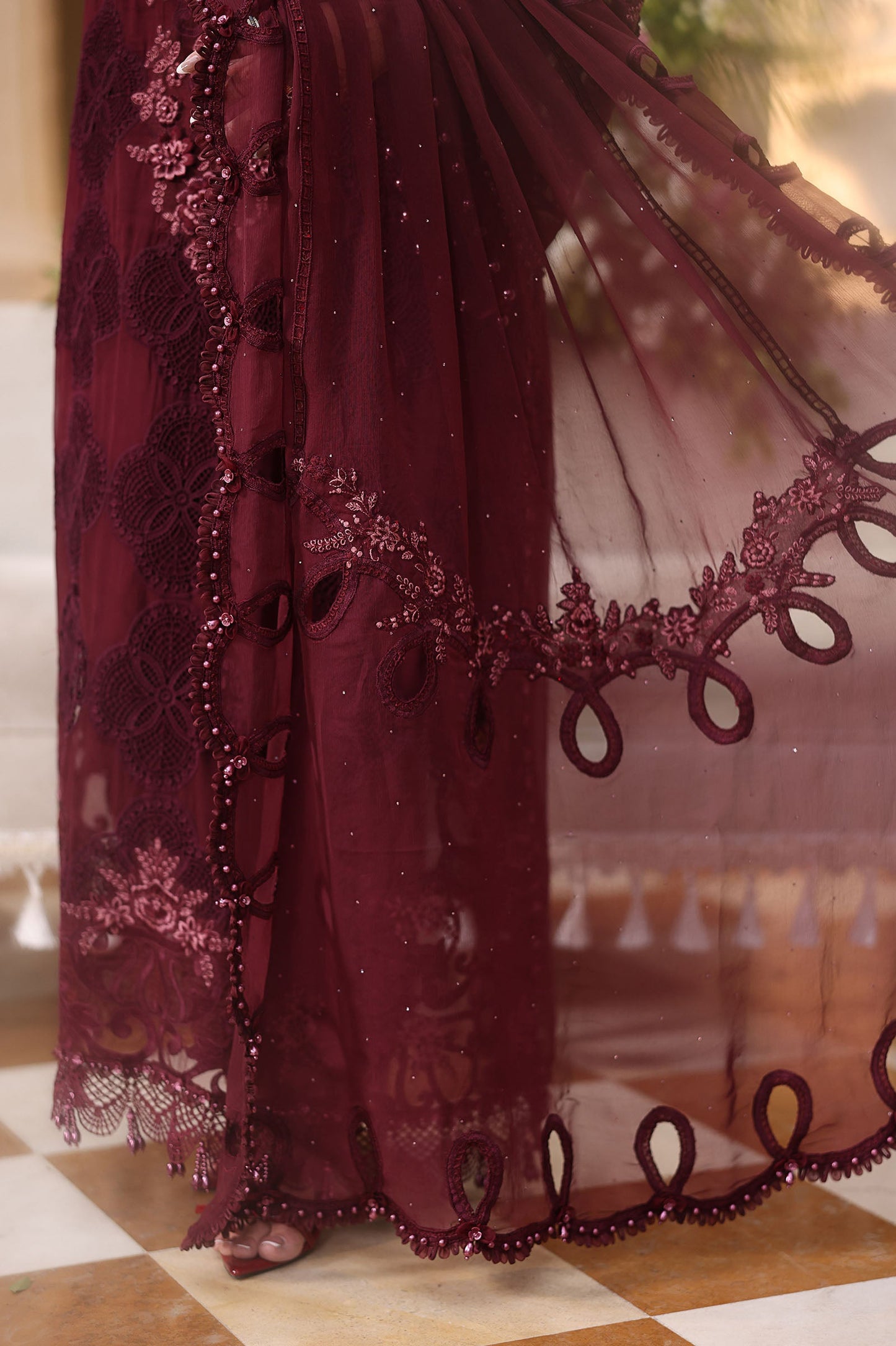 MARIA B CHIFFON EMBROIDERED 3 PC WITH EMBROIDERED DUPPATA