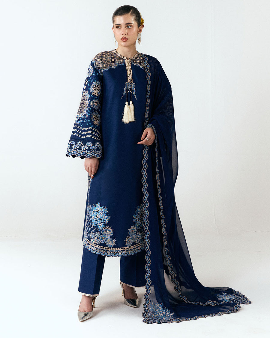 HUSSAIN REHAR WINTER EMBROIDERED 3 PC SUIT WITH EMBROIDERED SHAWL