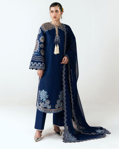 HUSSAIN REHAR WINTER EMBROIDERED 3 PC SUIT WITH EMBROIDERED SHAWL