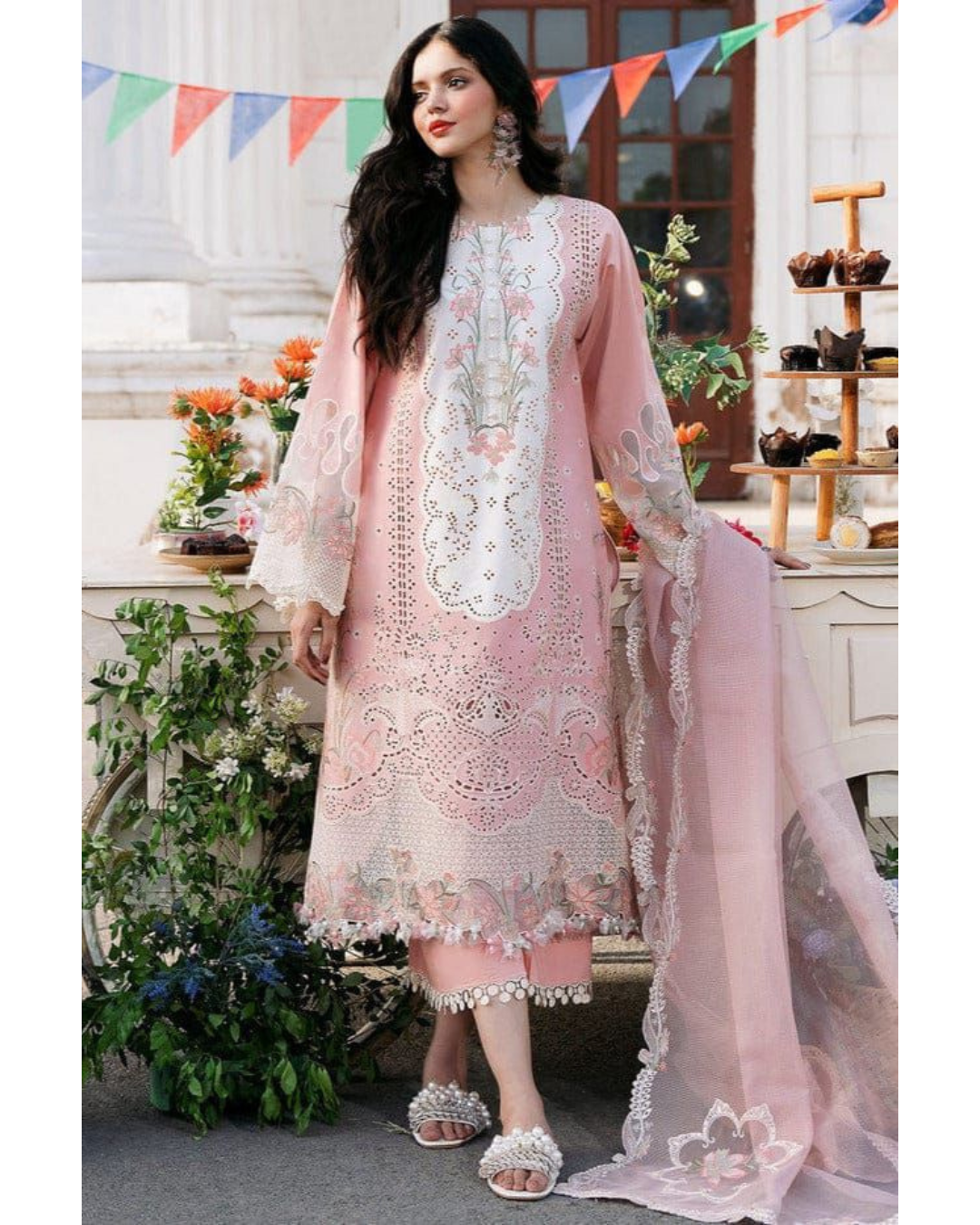 BIN ILYAS LUXURY LAWN 3 PC WITH EMBROIDERED DUAPPTA