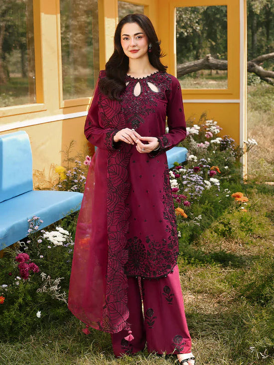QALAMKAR LUXURY LAWN SEQUENCE EMBROIDERED 3 PC WITH EMBROIDERED DUPATTA
