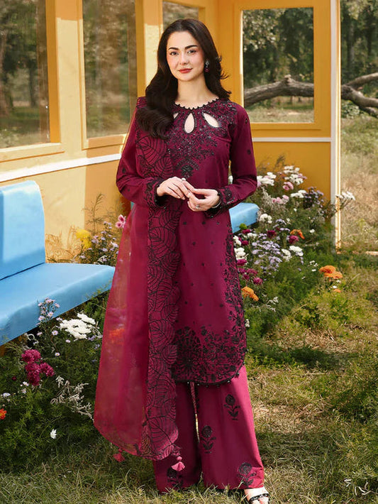 QALAMKAR LUXURY LAWN SEQUENCE EMBROIDERED 3 PC WITH EMBROIDERED DUPATTA