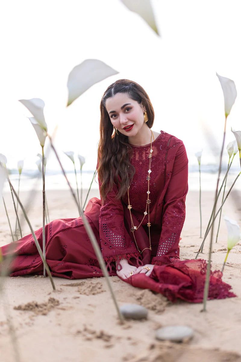 QALAMKAR 3 PC WITH EMBROIDERED SHAWL