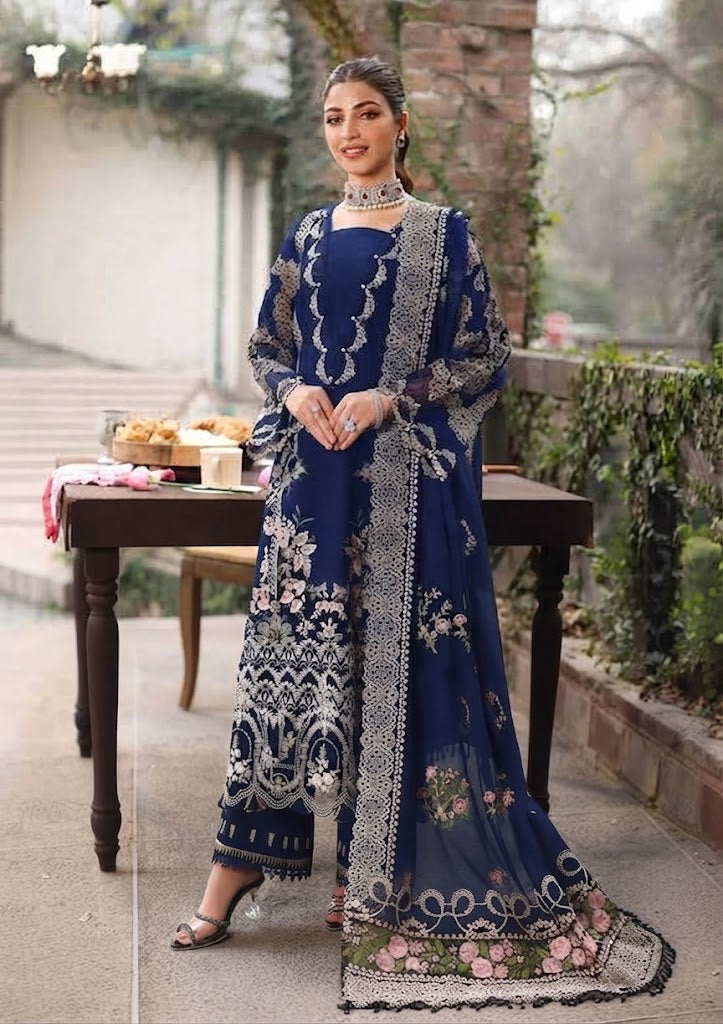 MARIA B PREMIUM WINTER EMBROIDERED 3 PC WITH EMBROIDERED SHAWL (BL)