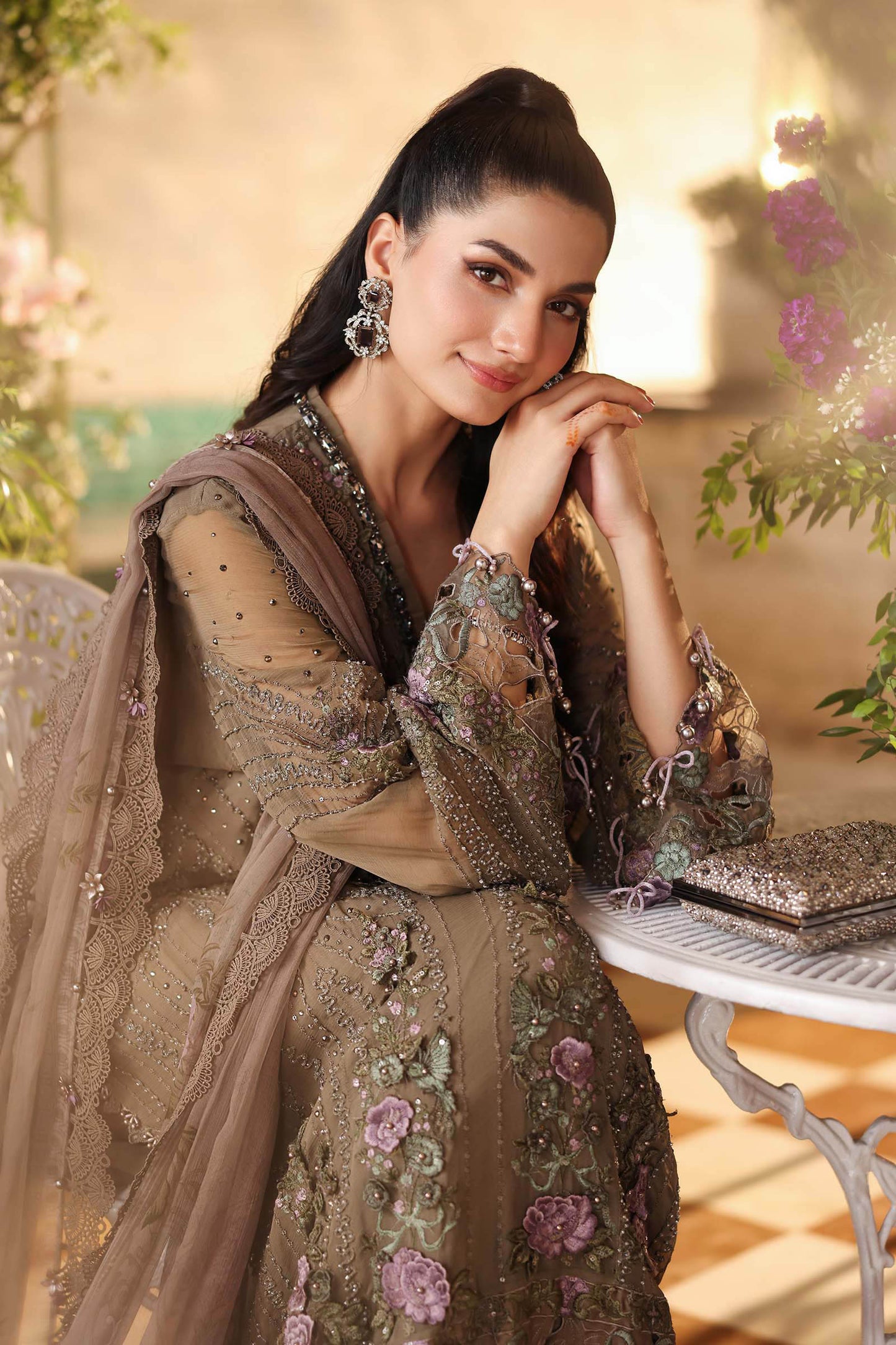 MARIA B LUXURY CHIFFON EMBROIDERED 3 PC SUIT WITH EMBROIDERED DUPPATA