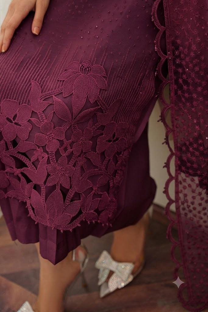 BAROQUE CHANTELLE LUXURY FANCY 3 PC EMBROIDERED SUIT WITH READY EMBROIDERED DUPPATA