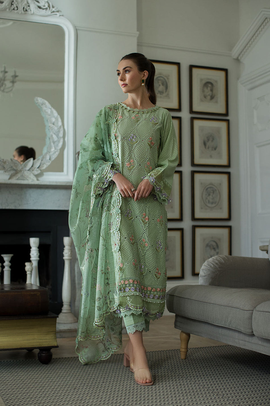 SOBIA NAZIR 3PC LAWN EMBROIDERED WITH CHIFFON  EMB DUPATTA