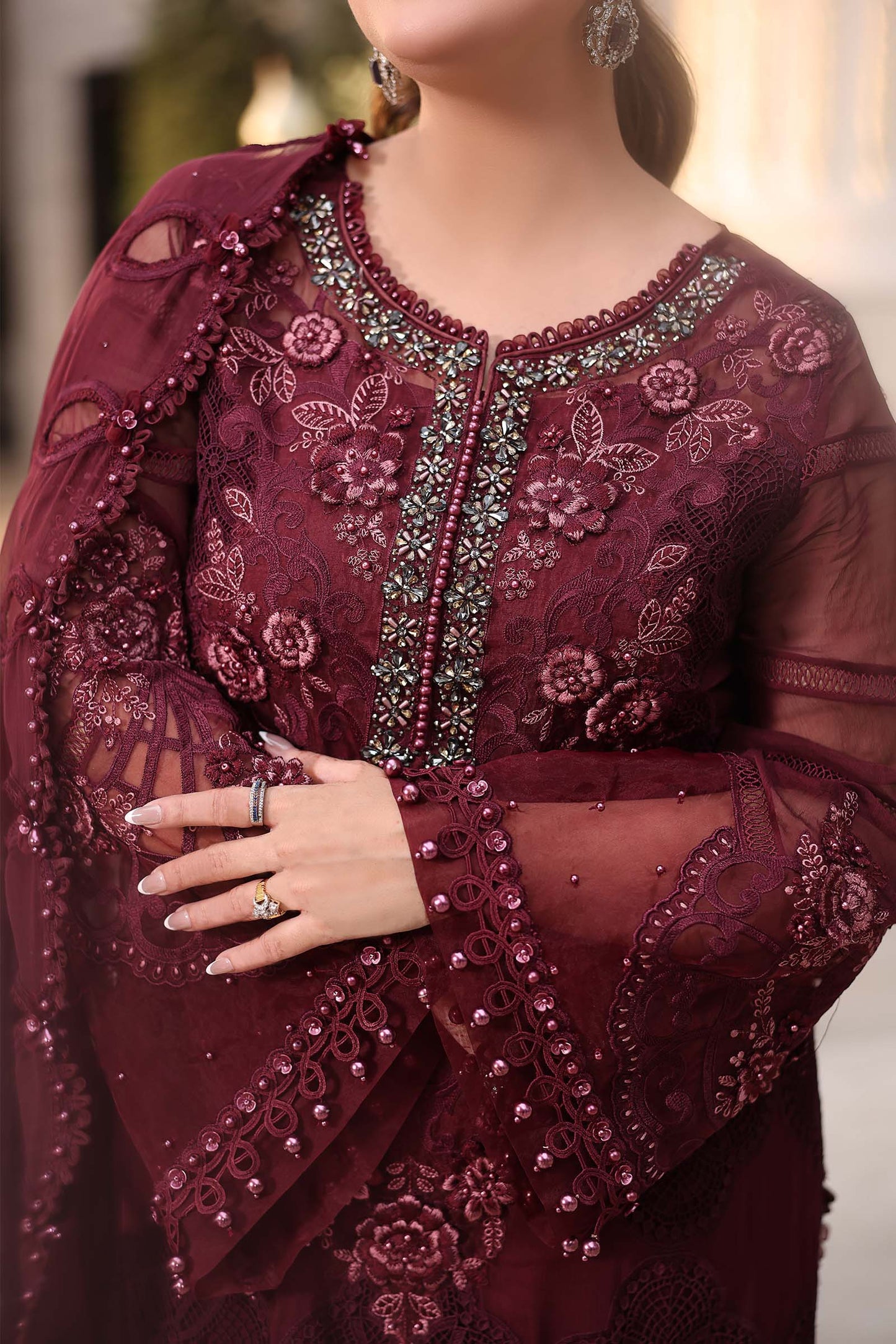 MARIA B CHIFFON EMBROIDERED 3 PC WITH EMBROIDERED DUPPATA